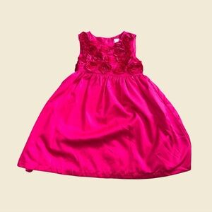 Carter's Bright Pink Sleeveless Dress with Rosette Detail